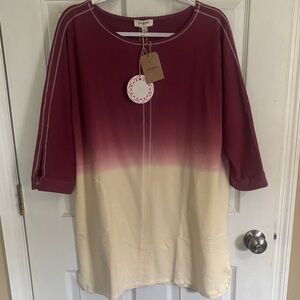 Umgee Mauve and Cream Tunic Top size Medium